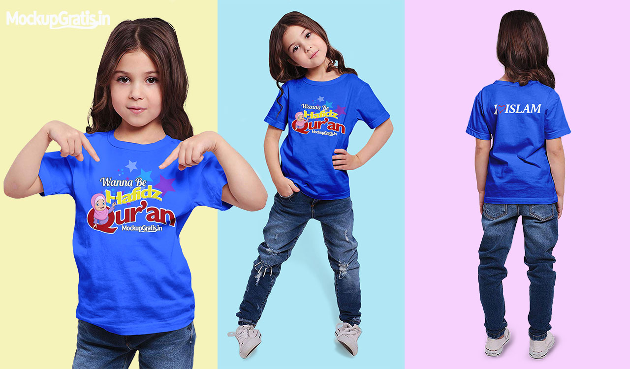 Download PSD Mockup Kaos Anak Perempuan Gratis