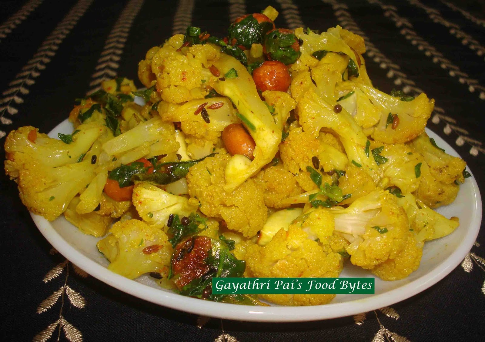 Gayathri Pai's Food Bytes Cauliflower + Methi + Peanuts Upkari / Bhaji..