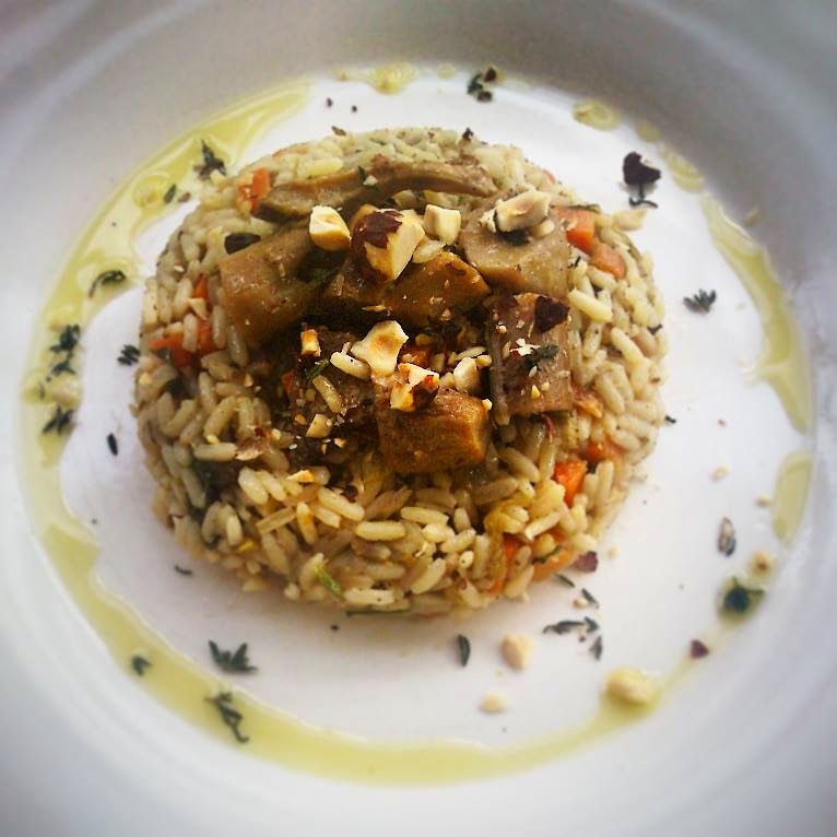 JeanneDôme Πρασόρυζο με μανιτάρια και φουντούκια Greek pilaf with