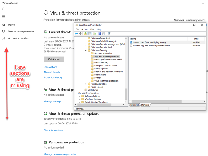 Habilitar configuración de políticas Seguridad de Windows