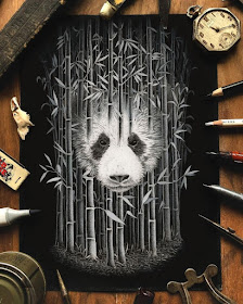 10-Panda-in-a-bamboo-forest-Nicholas-Baker-www-designstack-co