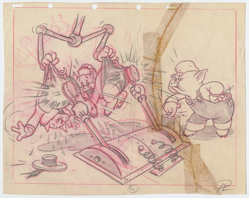 The Practical Pig, 1939, Walt Disney, Three Little Pigs, Spanking Machine