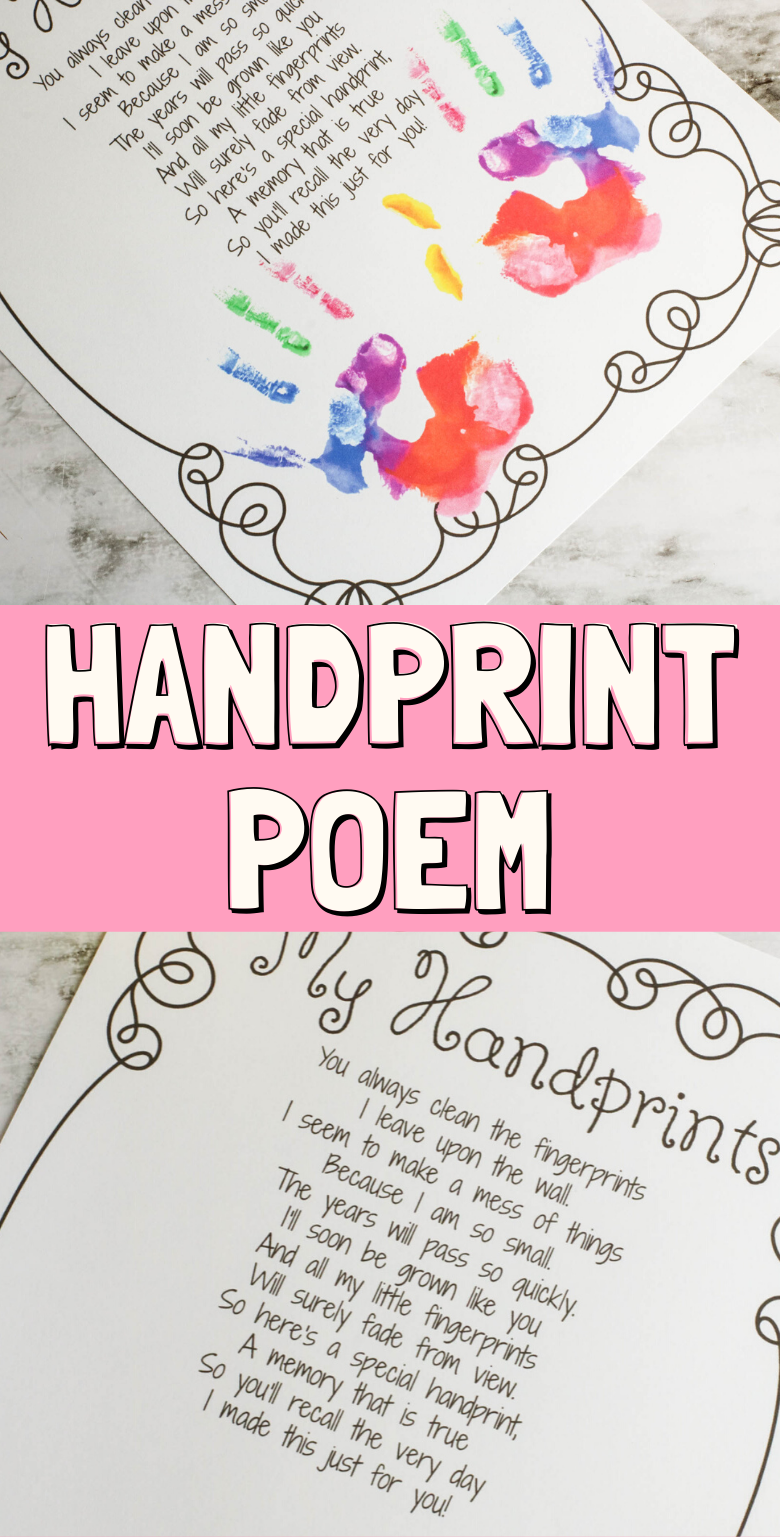 Handprint Poem Printable Messy Little Monster