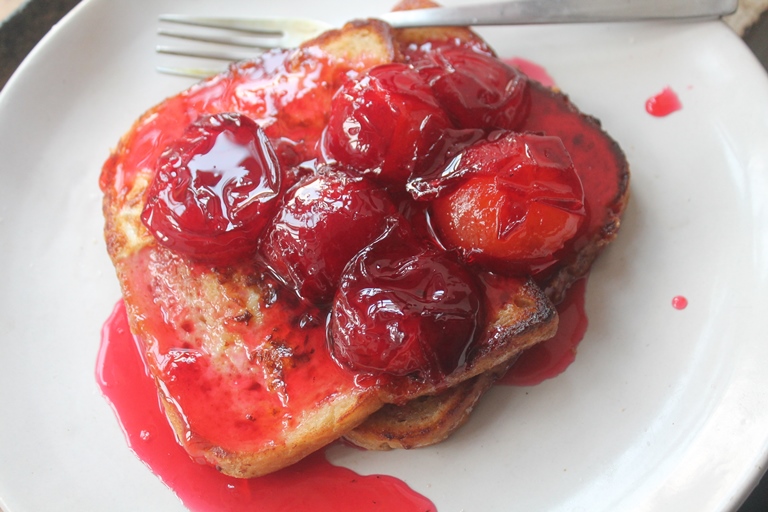 Cinnamon French Toast with Poached Plums Compote Yummy Tummy