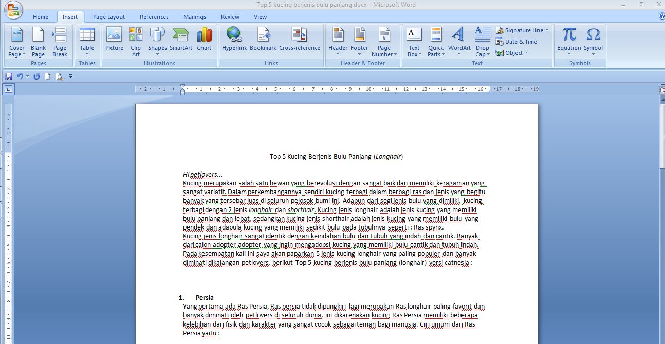 Fungsi Tombol Pada Microsoft Word Tab Insert (Part 2)