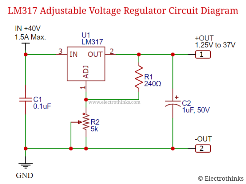 LM317 Adjustable Voltage Regulator Circuit Working Explanation