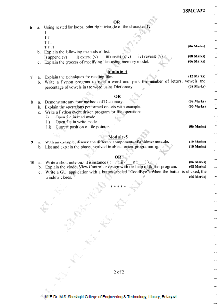 Visvesvaraya Technological University MCA.(CBCS) Third Semester 18MCA32 ...