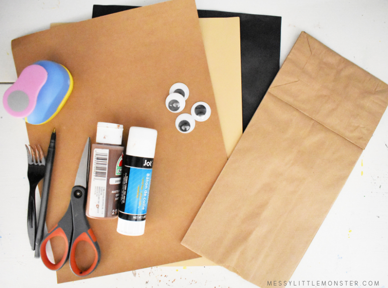 Paper bag bear craft supplies