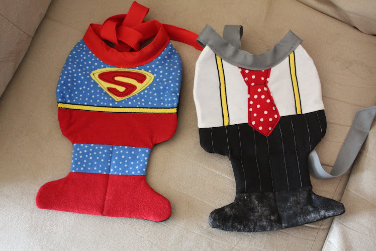Superman and Little Man bibs
