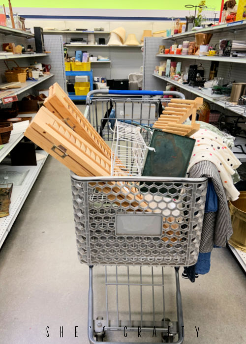 Thrift Store Shopping - shopping cart at the thrift store.