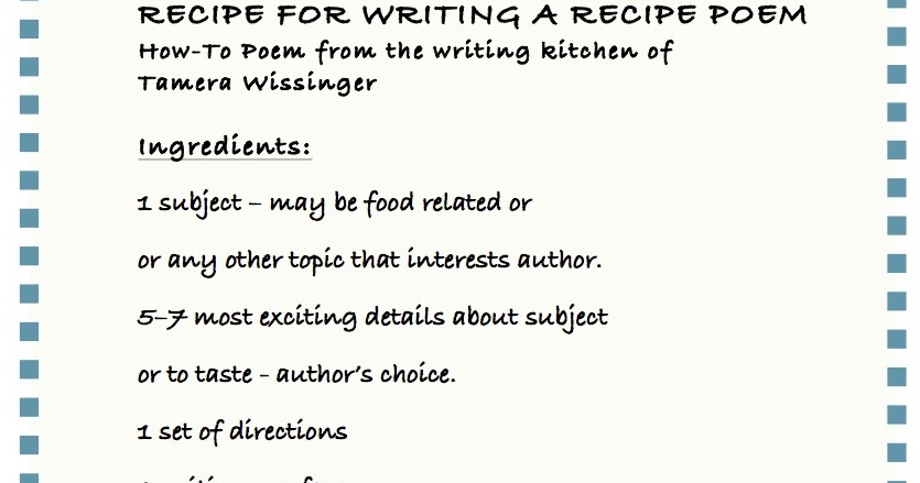 Smack Dab In The Middle Recipe For Writing A Recipe Poem November Theme By Tamera Wissinger