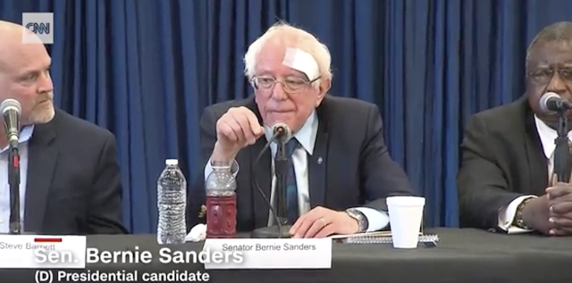 Bernie Sanders stays on the stump after receiving stitches for head wound