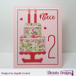 Divinity Designs Mixed Media Stencil: Damask, Paper Collection: Pretty Pink Peonies, Custom Dies: Long & Lean Numbers, Family Names 3, Letter T, Bitty Borders, Scalloped Rectangles, Pierced Rectangles, Rounded Rectangles, Birthday Candles, Clouds and Raindrops 