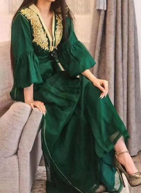 Arabian Floral V-Neckline Maxi X-line Dress