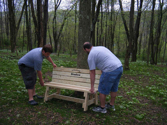 New bench in memory of Shadow - Brett Schrader's senior project