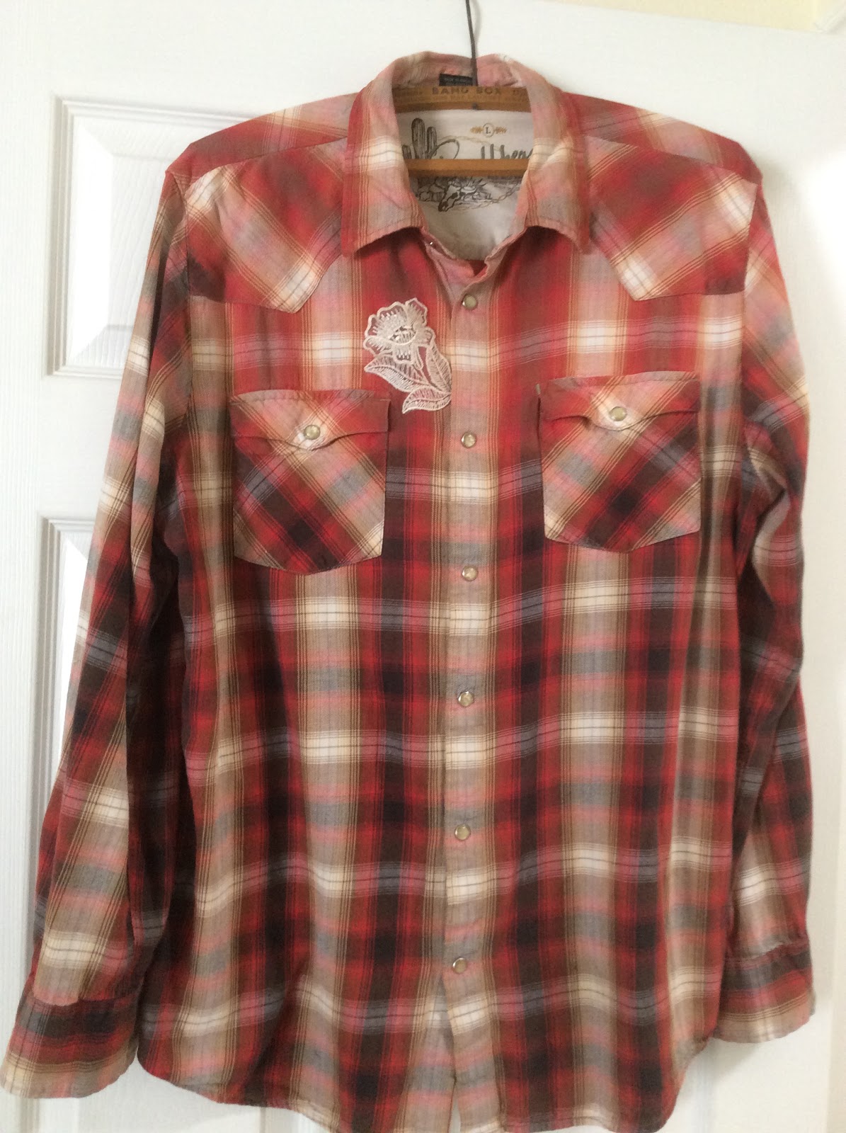 Fresh Vintage by Lisa S: Another Stenciled Flannel Shirt and a Bleached ...