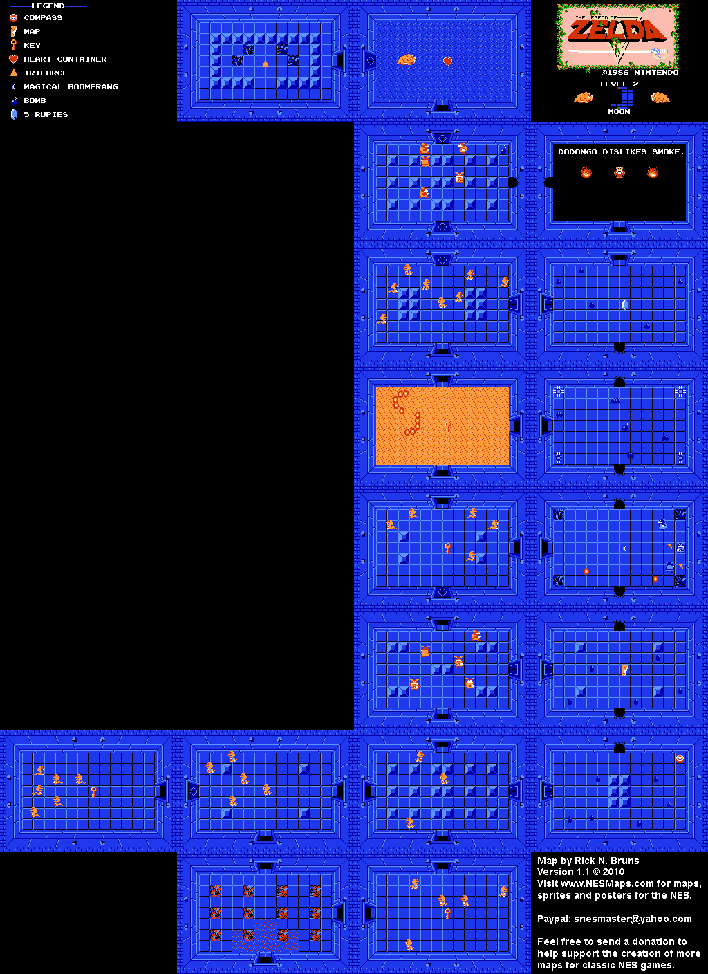 Nintendo - Cartes (map) et Guide Officiel: LEGEND OF ZELDA (NES) - Cartes complètes