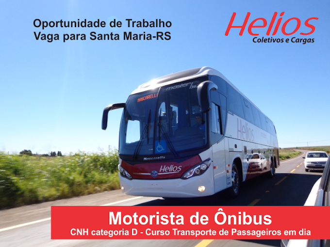 Helios transportes abre vagas para Motorista Categoria D.