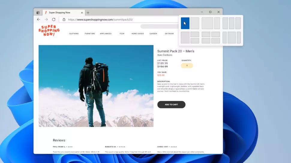 Windows 11 Snap Layouts and Snap Groups