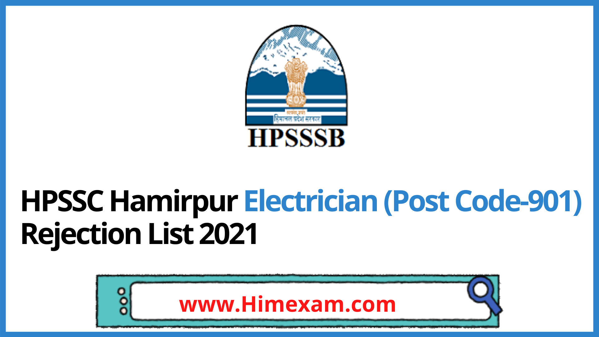 HPSSC Hamirpur Electrician (Post Code-901) Rejection List 2021