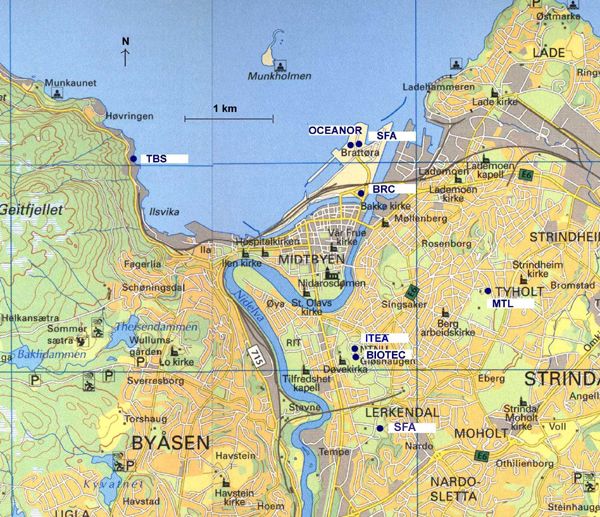Map of Trondheim Map of Trondheim