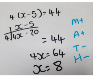 [ALT 4(x-5)=44 answered and marked using MATH code M+ A- T- H-]