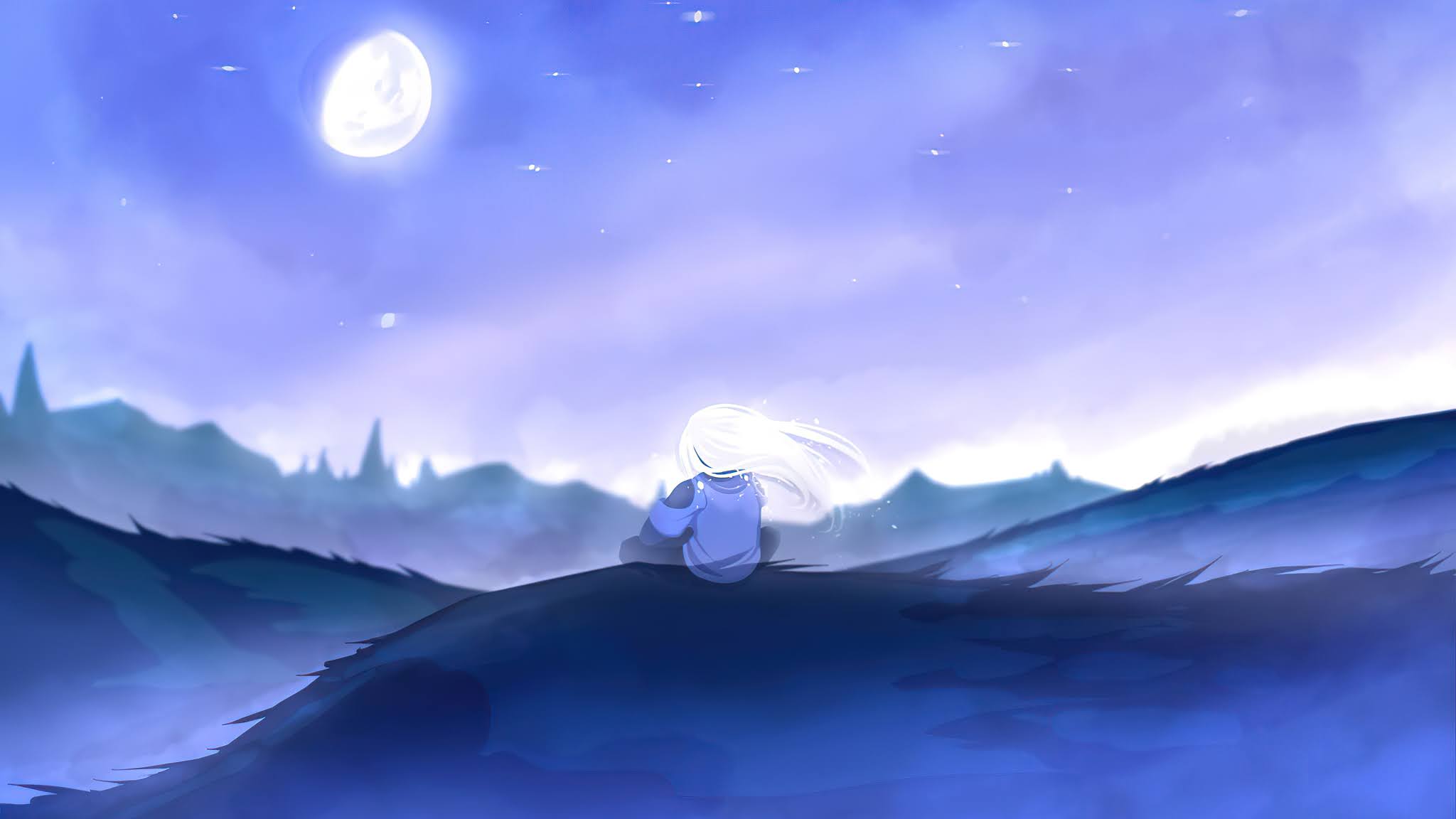 Blue Moon Dreams Art Wallpaper