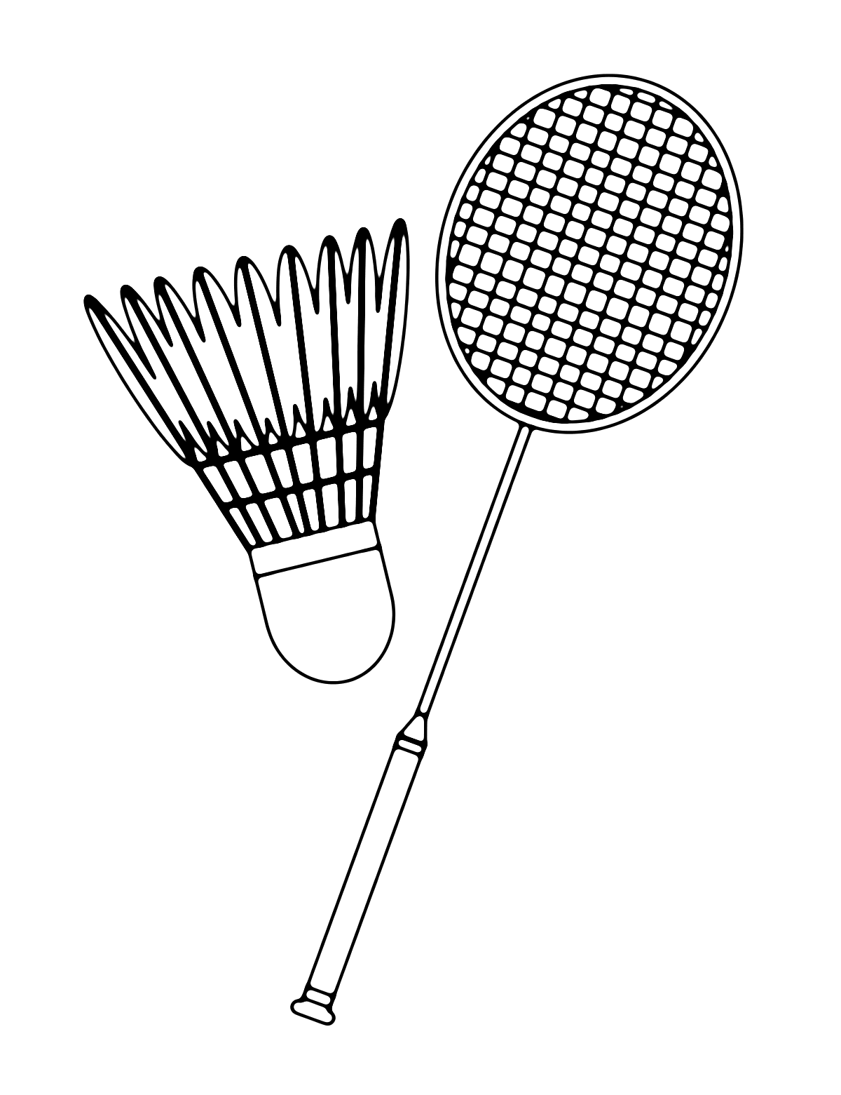 Badminton coloring pages Printable Racket Shuttlecock Sports Coloring