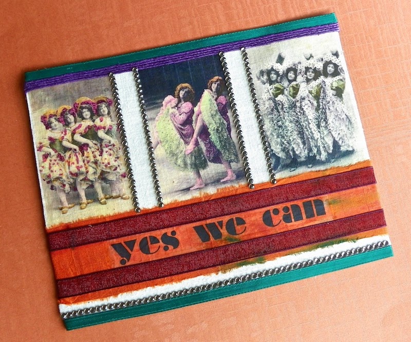 fabric postcard cancan girls
