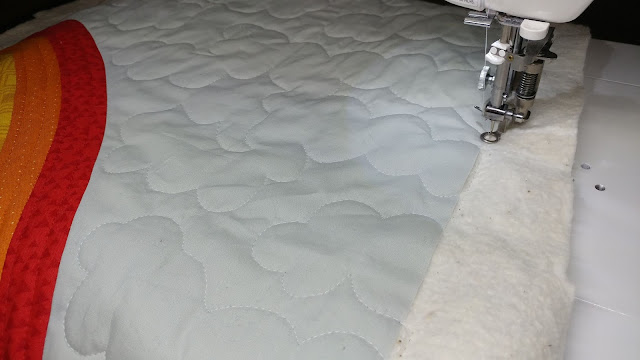 Free motion quilting clouds