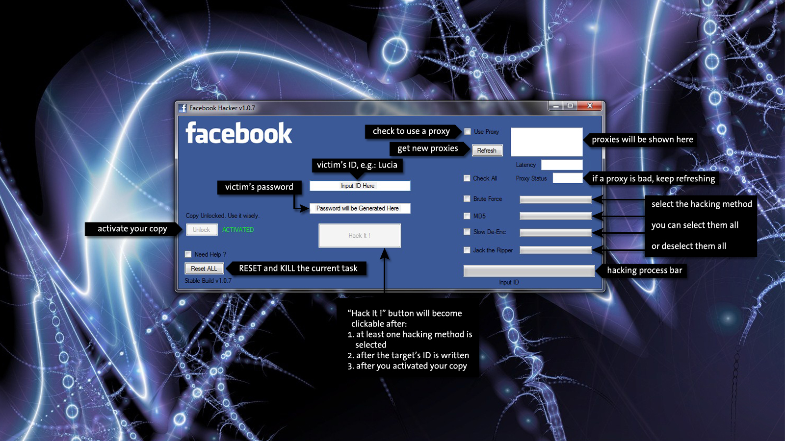 facebook hacking software unlock key