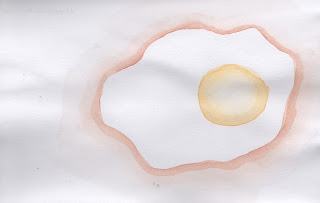 рисунок яичницы акварелью