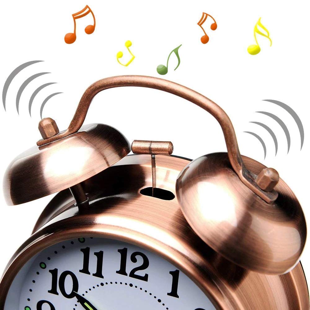 Table Alarm Clock Vintage Look Twin Bell with Night LED Display And Loud Sound Alarm Voice