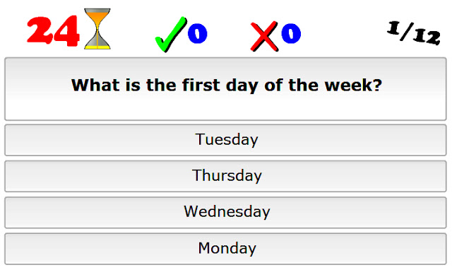 Number Names Worksheets days of the week exercises : English is FUNtastic: Days of the week - multiple choice ...