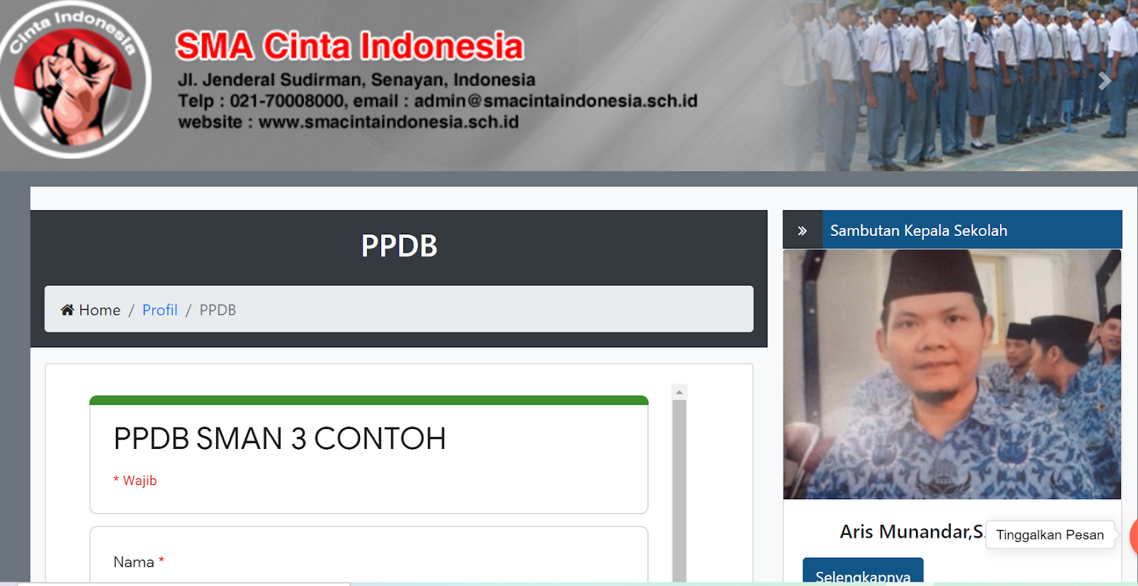 Cara menempatkan google formulir PPDB di CMS Balitbang