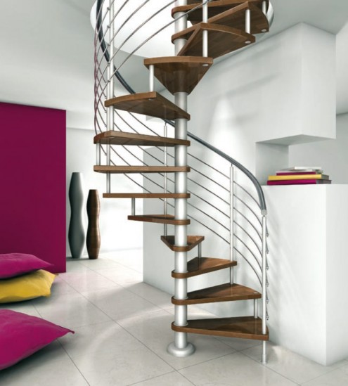 Desain tangga rumah spiral minimalis ini begitu indah dan menyatu 