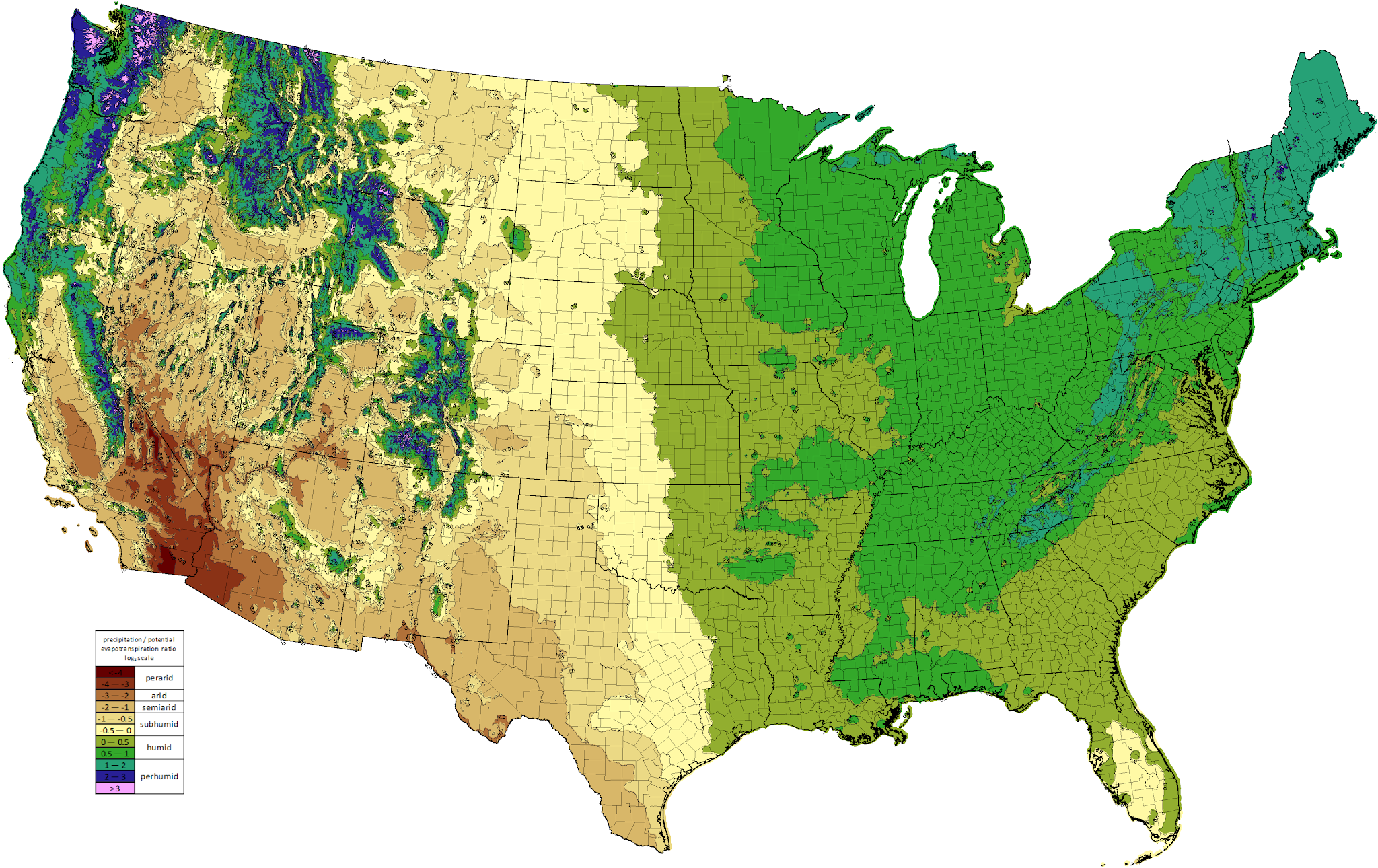 Precipitation potential in every U.S. county