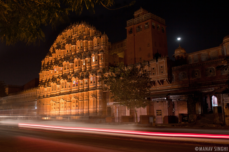 Hawa Mahal (Wind Palace) at Night.