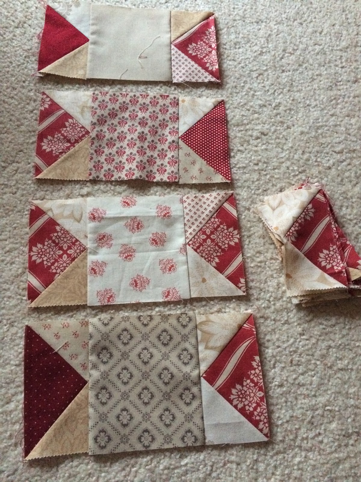 Mother Patchwork Red and Cream quilt at Christmas time, not for Christmas!