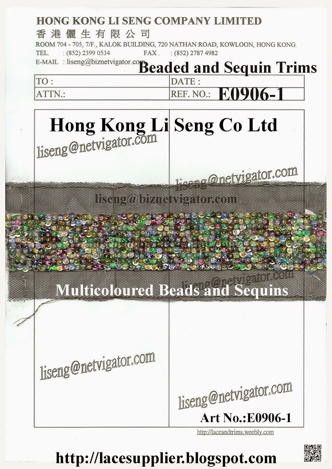 Multicolor Beads and Sequins Trims Manufacturer Wholesaler and Supplier - Hong Kong Li Seng Co Ltd