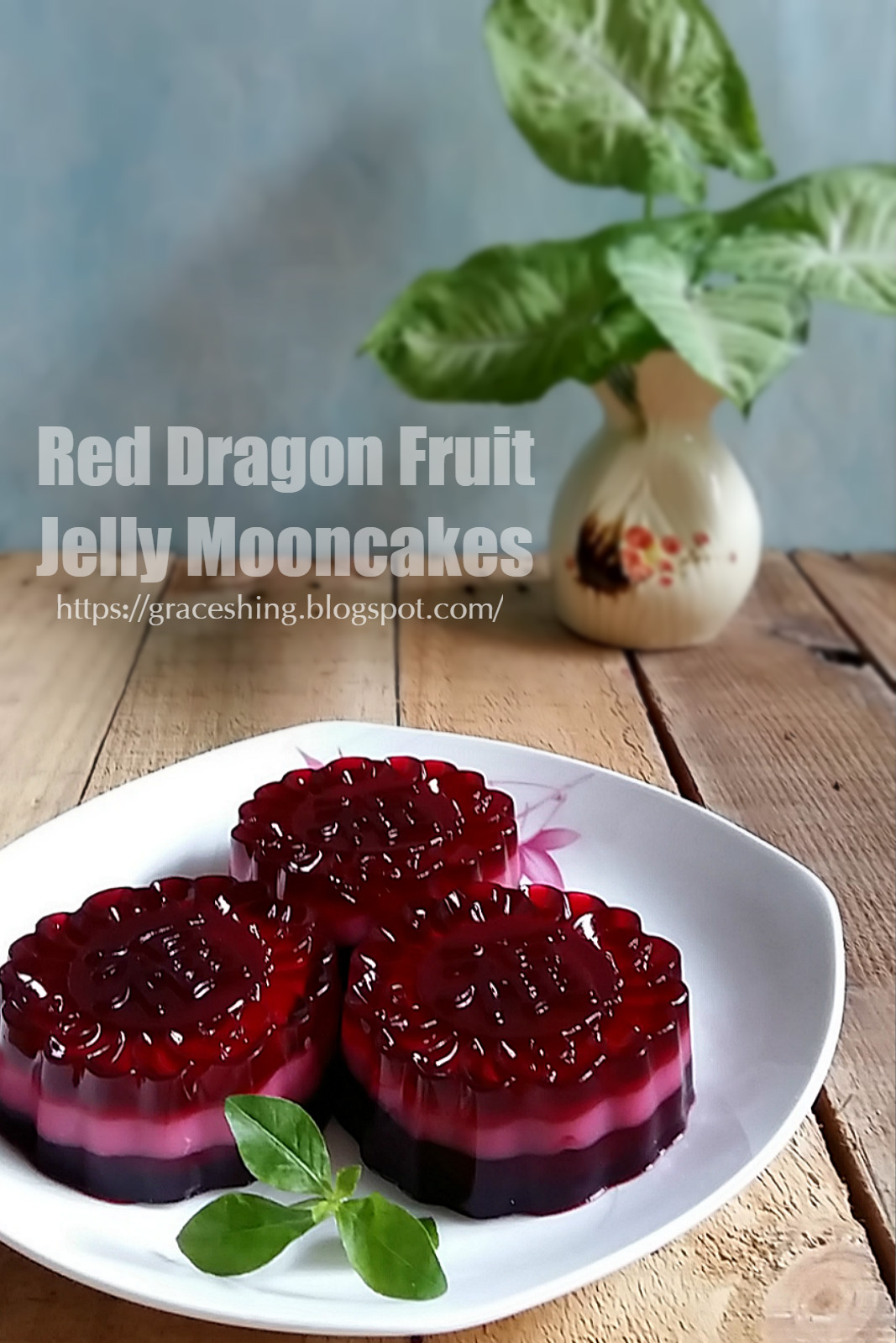 Grace's Blog 欣语心情 火龙果燕菜月饼 Red Dragon Fruit Jelly Mooncakes