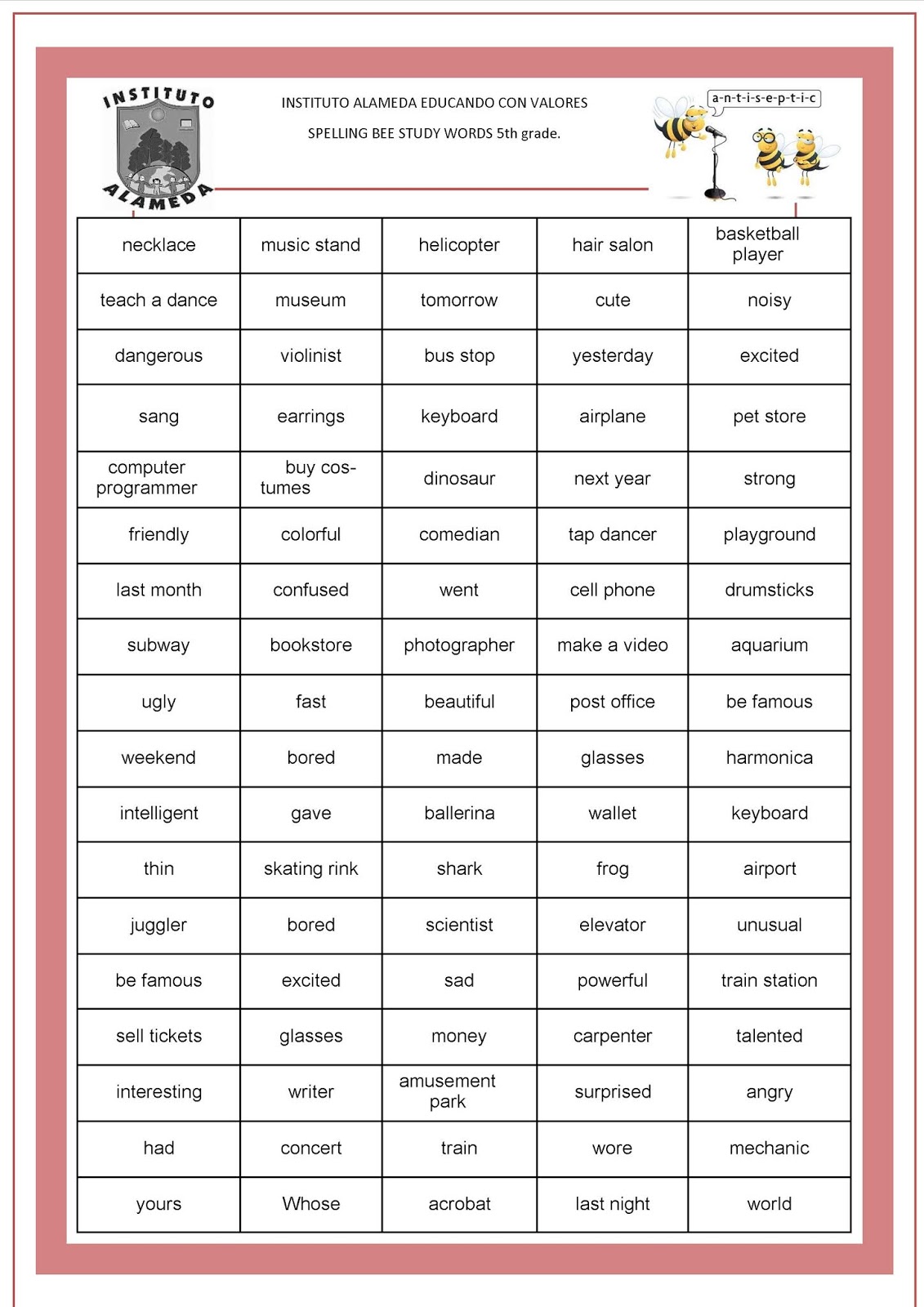 English Vocabulary Worksheets For Grade 5
