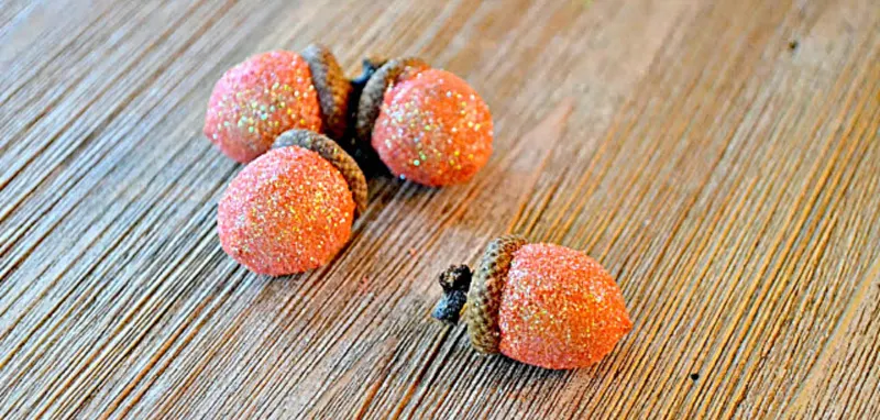 glittered acorns