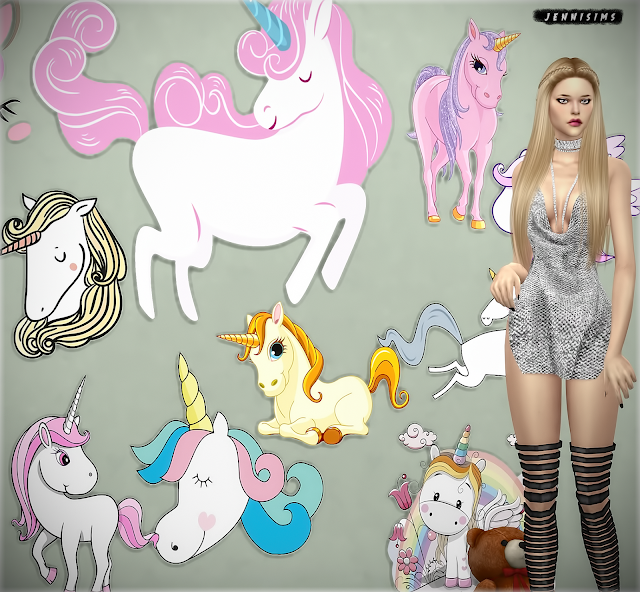 Downloads sims 4Wall Art Unicorns (11 designs) JenniSims
