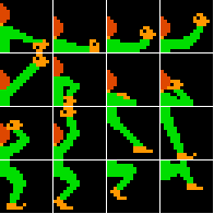 The sprites used to create the climber in the 1980 arcade game, Crazy Climber.