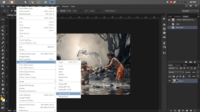how to flip image in Photoshop easily