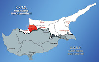 Kıbrıs haritasında Güzelyurt ilçesinin gösterimi