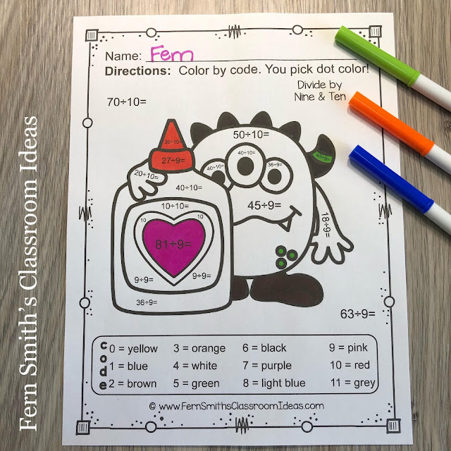 Click Here to Download This St. Valentine's Day Color By Number Love Monsters Addition, Subtraction, Multiplication, and Division Four Pack Bundle Resource to Use with Your Students Today!