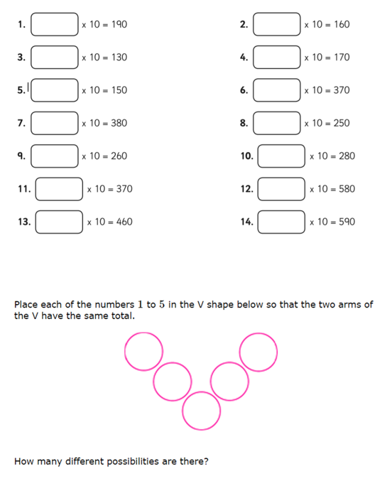 Year 4 Homework: Mrs Hamilton's Maths