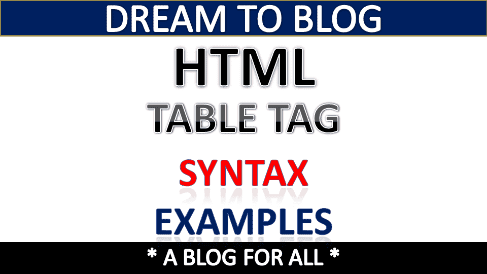 HTML table tag Introduction, Syntax and Examples Dream To Blog